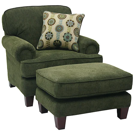Casual Styled Chair and Ottoman Set